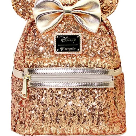 Bags | Minnie Mini Backpack With Gold Sequins | Poshmark